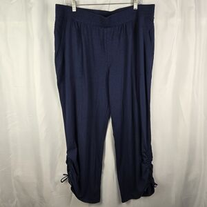 AnyBody Lush Jersey Knit Ruched Ankle Pull On Pants w/ Pockets Womens Size XL